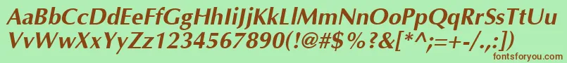 Optima Bolditalic Font – Brown Fonts on Green Background