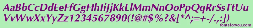 Optima Bolditalic Font – Purple Fonts on Green Background