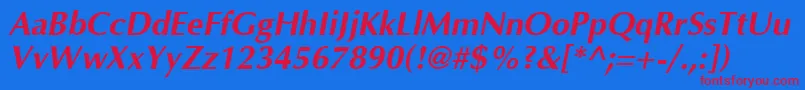 Optima Bolditalic Font – Red Fonts on Blue Background