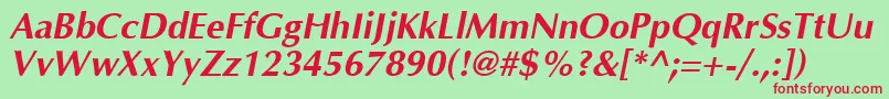 Optima Bolditalic Font – Red Fonts on Green Background