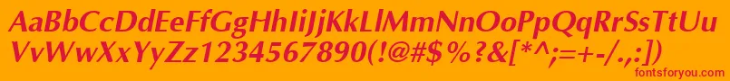 Optima Bolditalic Font – Red Fonts on Orange Background