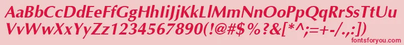 Optima Bolditalic-Schriftart – Rote Schriften auf rosa Hintergrund
