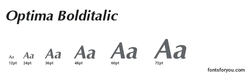 Размеры шрифта Optima Bolditalic