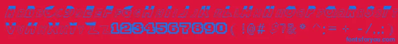 Шрифт TheKingOfFightersFont – синие шрифты на красном фоне