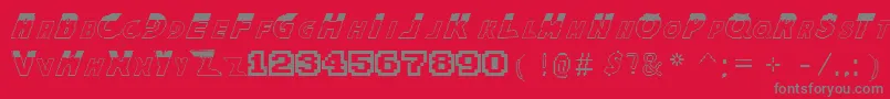 Fonte TheKingOfFightersFont – fontes cinzas em um fundo vermelho