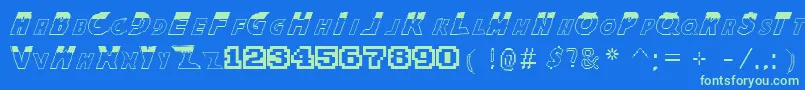 TheKingOfFightersFont Font – Green Fonts on Blue Background