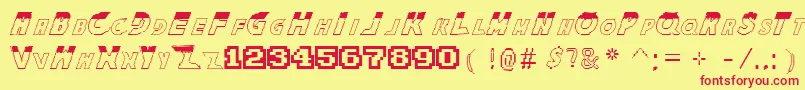 TheKingOfFightersFont Font – Red Fonts on Yellow Background