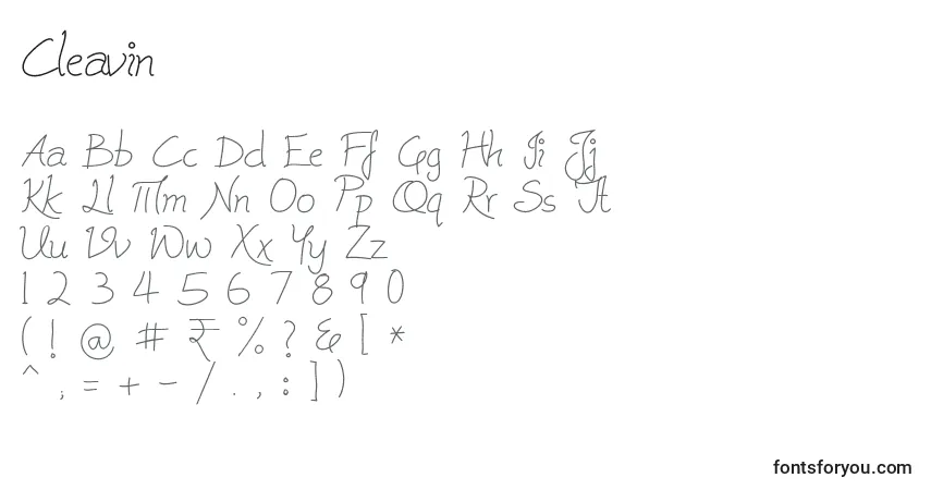 Czcionka Cleavin – alfabet, cyfry, specjalne znaki