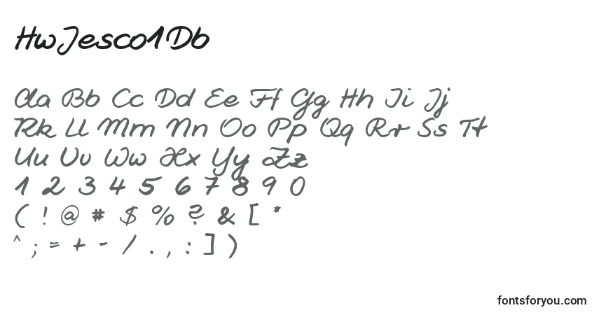 Schriftart HwJesco1Db – Alphabet, Zahlen, spezielle Symbole