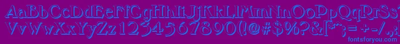MelbourneshadowBold-Schriftart – Blaue Schriften auf violettem Hintergrund