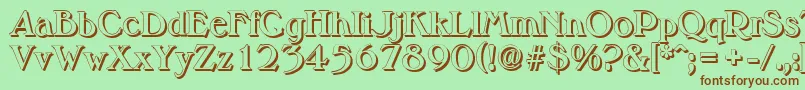 MelbourneshadowBold-fontti – ruskeat fontit vihreällä taustalla