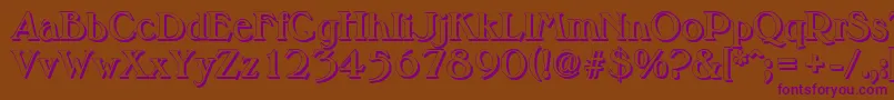 MelbourneshadowBold-fontti – violetit fontit ruskealla taustalla