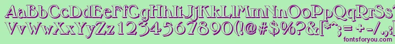 MelbourneshadowBold-fontti – violetit fontit vihreällä taustalla