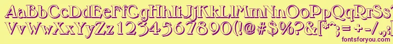 MelbourneshadowBold Font – Purple Fonts on Yellow Background