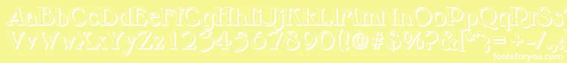 MelbourneshadowBold-fontti – valkoiset fontit keltaisella taustalla
