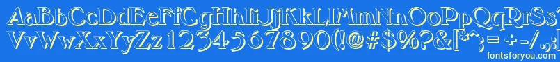 MelbourneshadowBold-fontti – keltaiset fontit sinisellä taustalla
