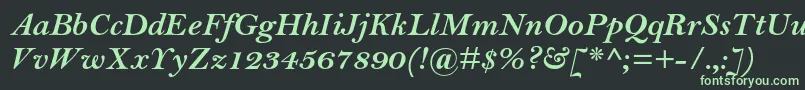 フォントBellmtstdBolditalic – 黒い背景に緑の文字
