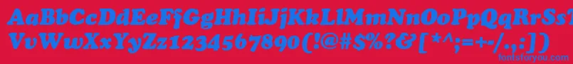 Czcionka CookieItalic – niebieskie czcionki na czerwonym tle