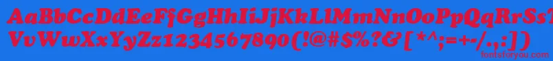 Czcionka CookieItalic – czerwone czcionki na niebieskim tle