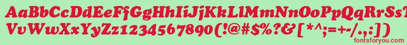 フォントCookieItalic – 赤い文字の緑の背景