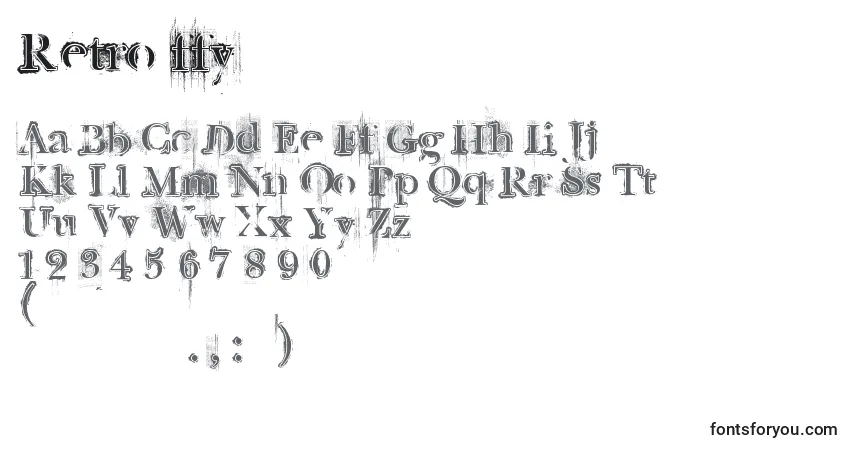 Czcionka Retro ffy – alfabet, cyfry, specjalne znaki