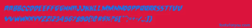 Countsuckularotal-Schriftart – Blaue Schriften auf rotem Hintergrund