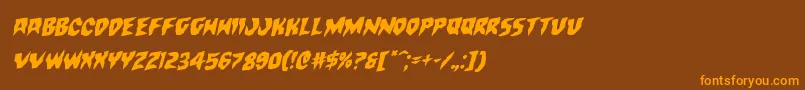フォントCountsuckularotal – オレンジ色の文字が茶色の背景にあります。