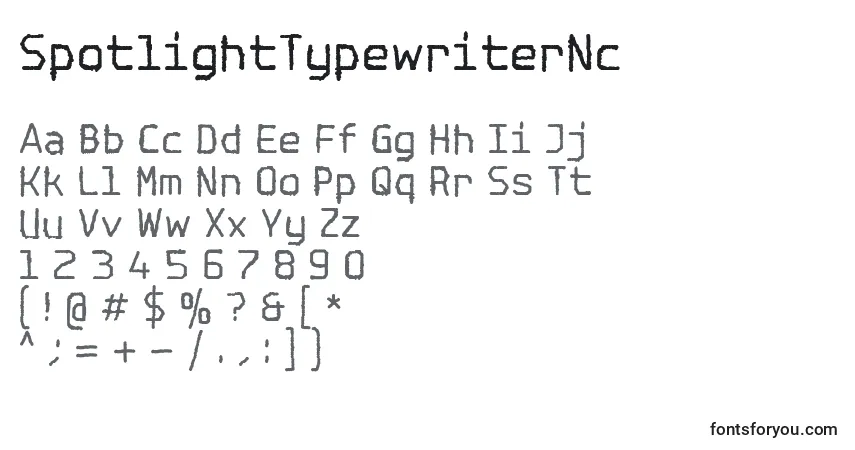 Шрифт SpotlightTypewriterNc – алфавит, цифры, специальные символы