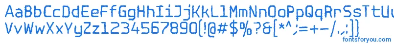 SpotlightTypewriterNc-Schriftart – Blaue Schriften auf weißem Hintergrund