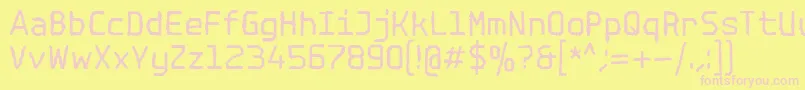 SpotlightTypewriterNc-fontti – vaaleanpunaiset fontit keltaisella taustalla
