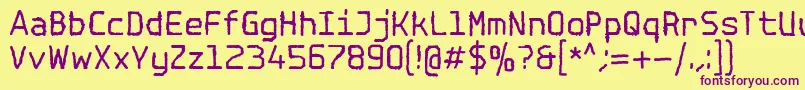 SpotlightTypewriterNc-fontti – violetit fontit keltaisella taustalla