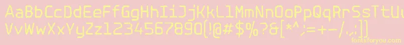 SpotlightTypewriterNc-fontti – keltaiset fontit vaaleanpunaisella taustalla