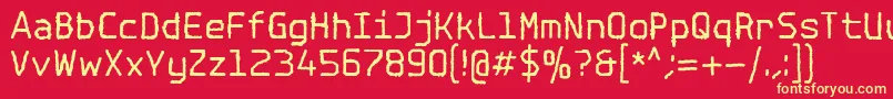 SpotlightTypewriterNc-fontti – keltaiset fontit punaisella taustalla