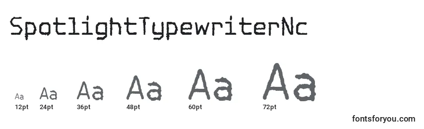 SpotlightTypewriterNc Font Sizes