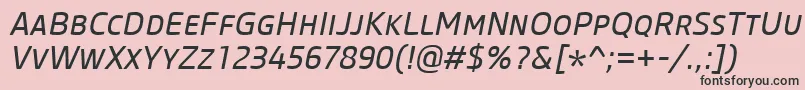 Czcionka CoreSansMSc45RegularItalic – czarne czcionki na różowym tle
