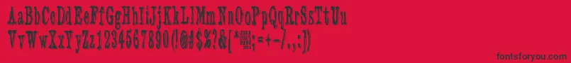3TimesRecycledOldNewspaper-Schriftart – Schwarze Schriften auf rotem Hintergrund