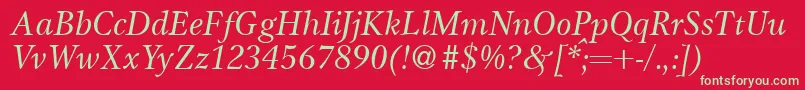 GameItalic Font – Green Fonts on Red Background
