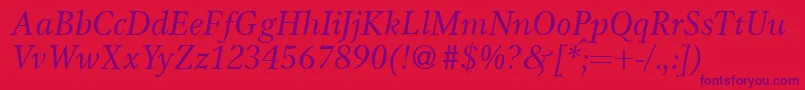 GameItalic-Schriftart – Violette Schriften auf rotem Hintergrund