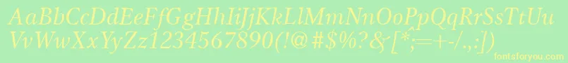 GameItalic Font – Yellow Fonts on Green Background