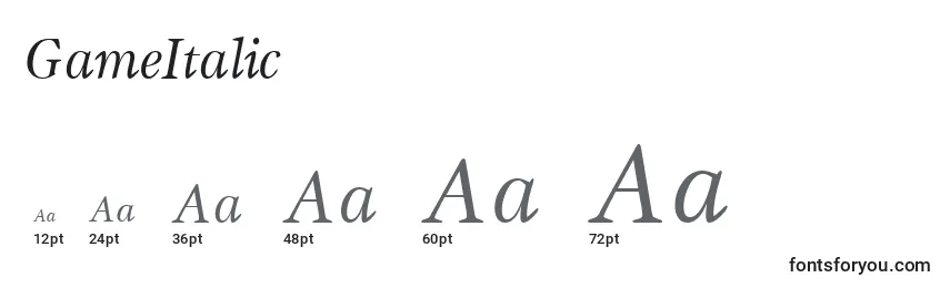 GameItalic Font Sizes