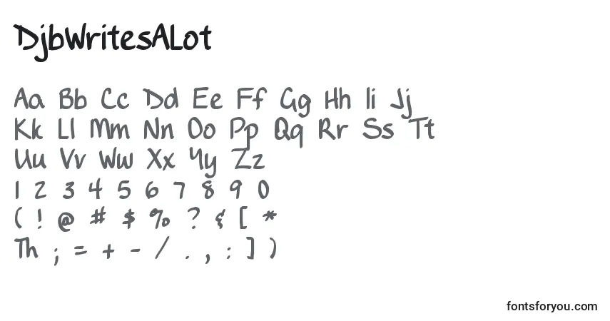 Czcionka DjbWritesALot – alfabet, cyfry, specjalne znaki