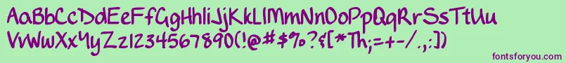 DjbWritesALot Font – Purple Fonts on Green Background