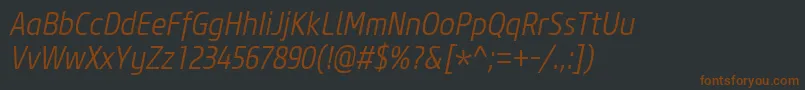 Шрифт CoreSansM37CnLightItalic – коричневые шрифты на чёрном фоне