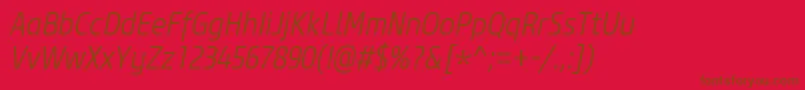 CoreSansM37CnLightItalic Font – Brown Fonts on Red Background