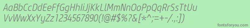 CoreSansM37CnLightItalic Font – Gray Fonts on Green Background