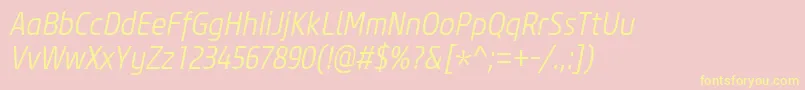 CoreSansM37CnLightItalic Font – Yellow Fonts on Pink Background