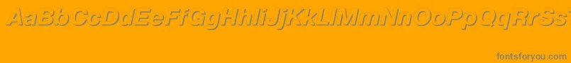 Prs76C-Schriftart – Graue Schriften auf orangefarbenem Hintergrund