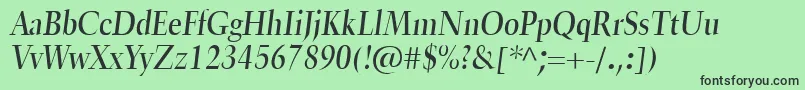 Fonte TrumpetliteItalic – fontes pretas em um fundo verde