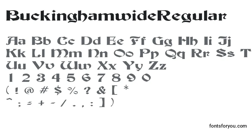 Czcionka BuckinghamwideRegular – alfabet, cyfry, specjalne znaki