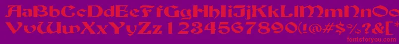 BuckinghamwideRegular-Schriftart – Rote Schriften auf violettem Hintergrund